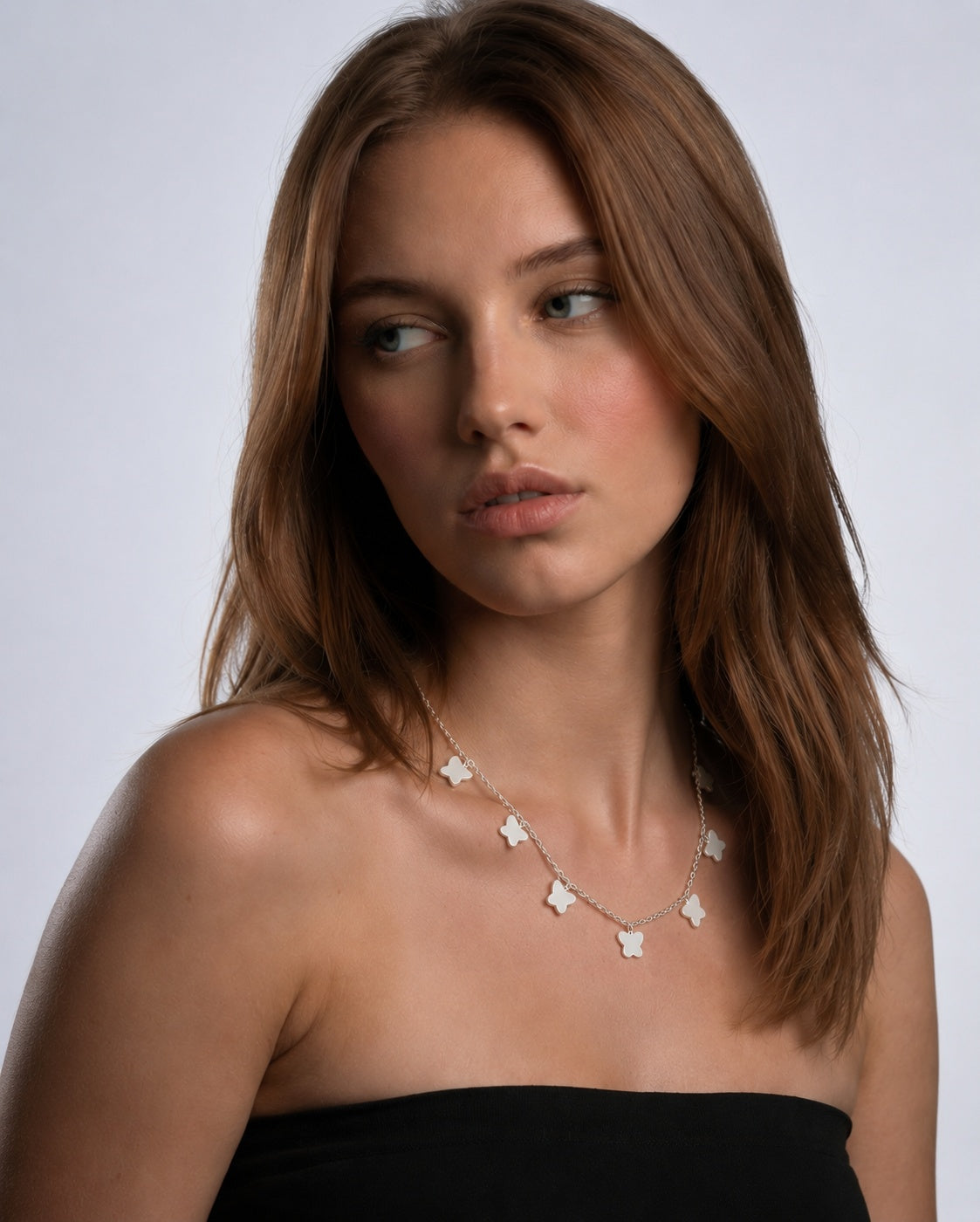 The Silver Flight: Solid Butterfly Charm Necklace