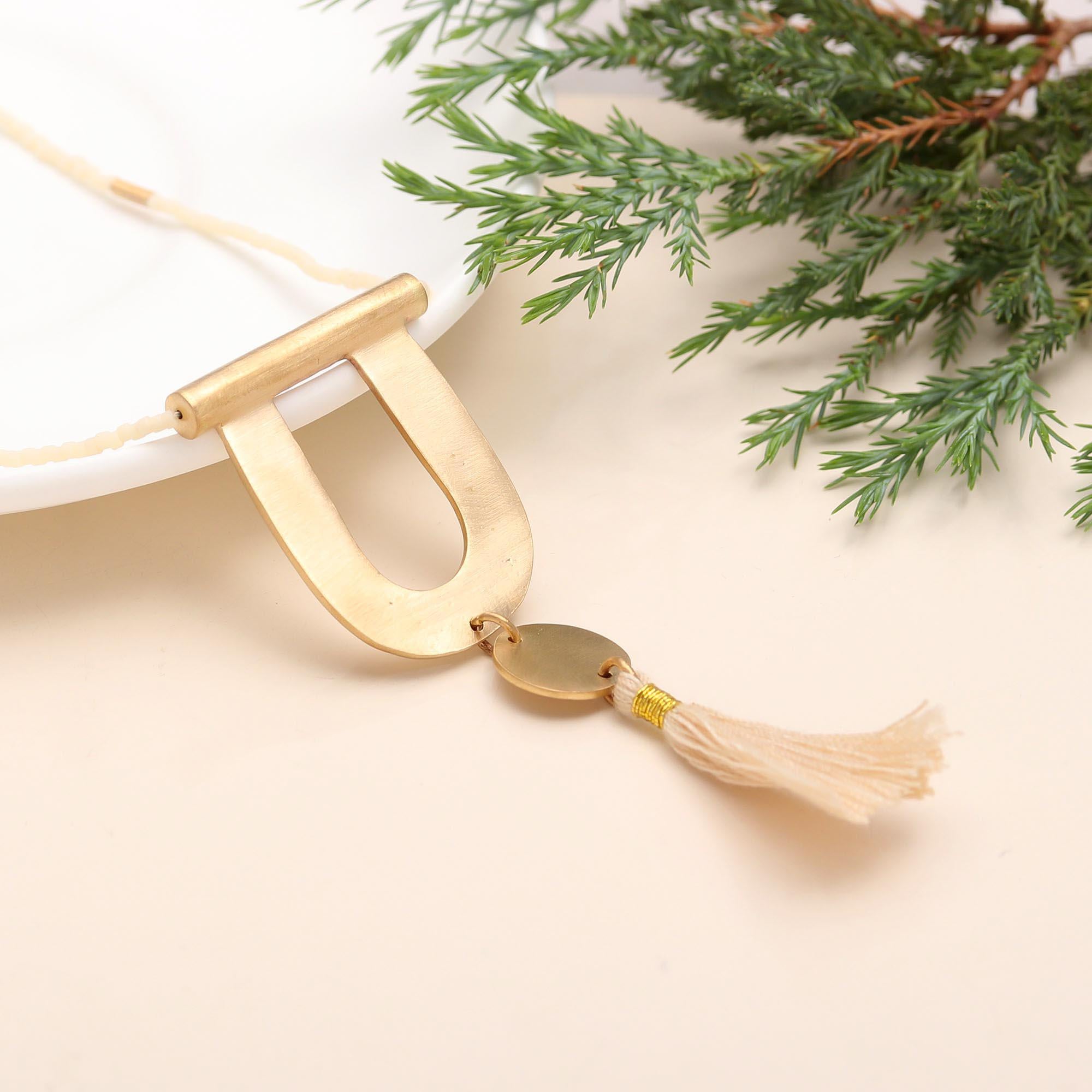 The Boho Arch: Gold U-Shape Tassel Necklace
