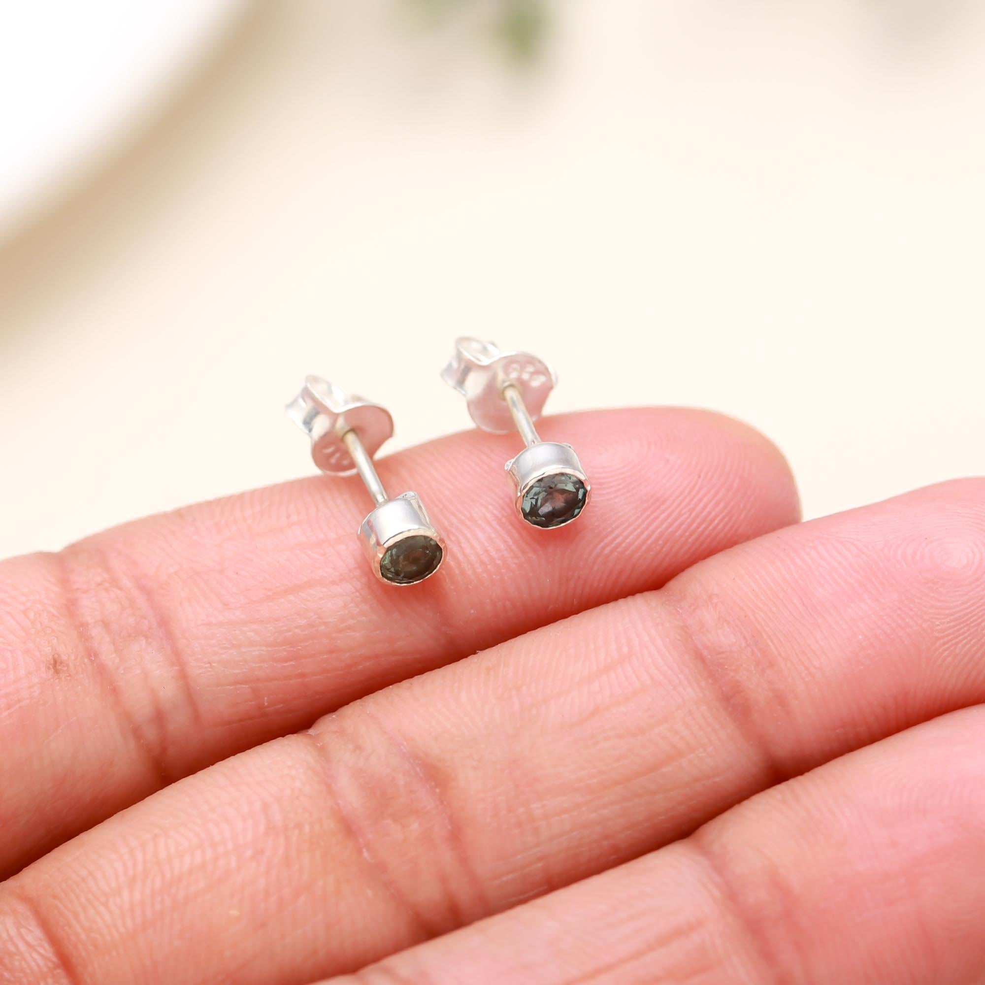 925 Sterling Silver Tourmaline Stud Earrings
