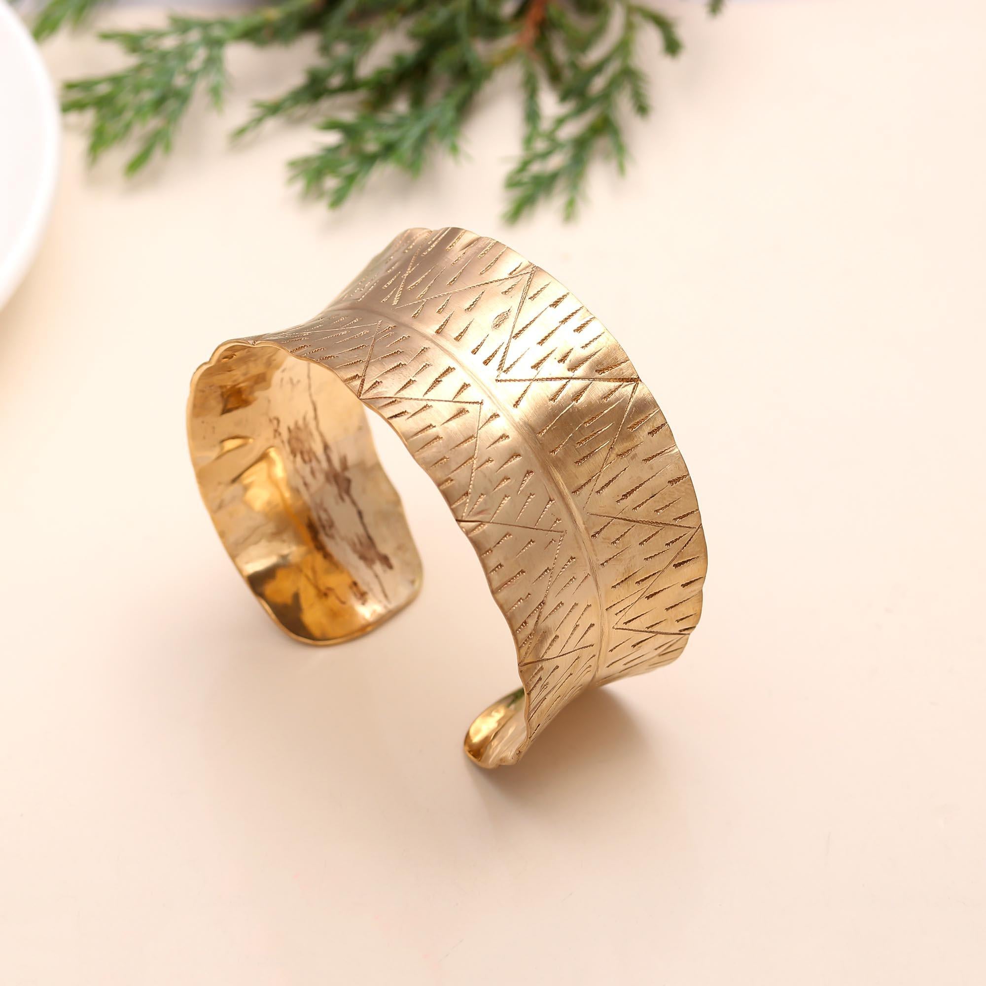 The Artisan Shield: Textured Gold Statement Cuff