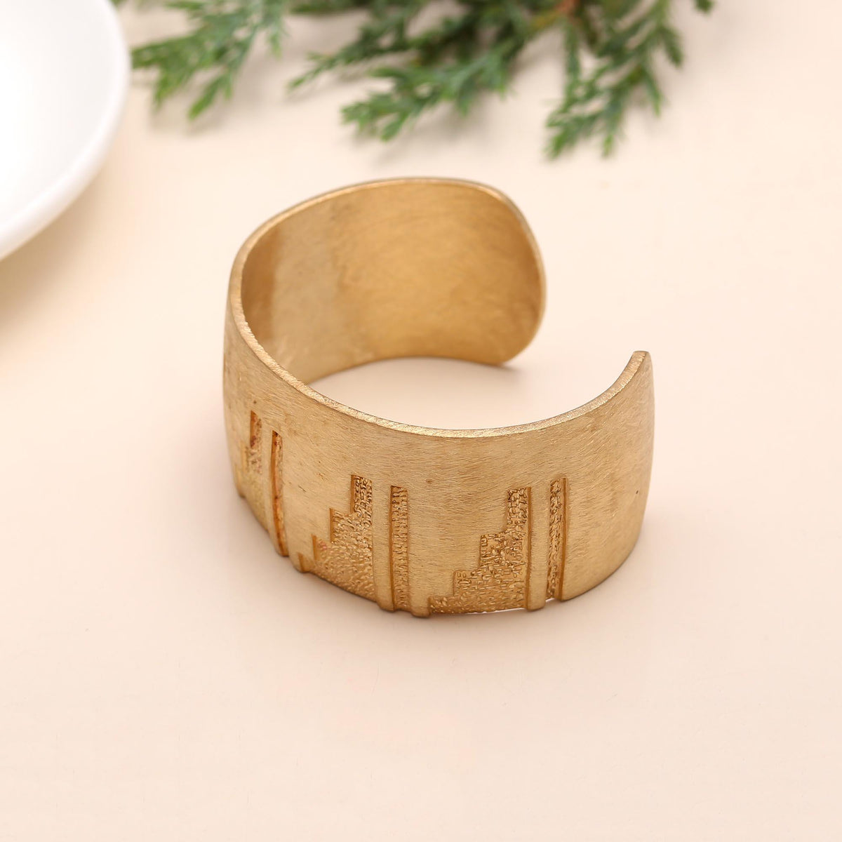 The Teotihuacan Cuff: Aztec Step Pyramid Wide Bracelet