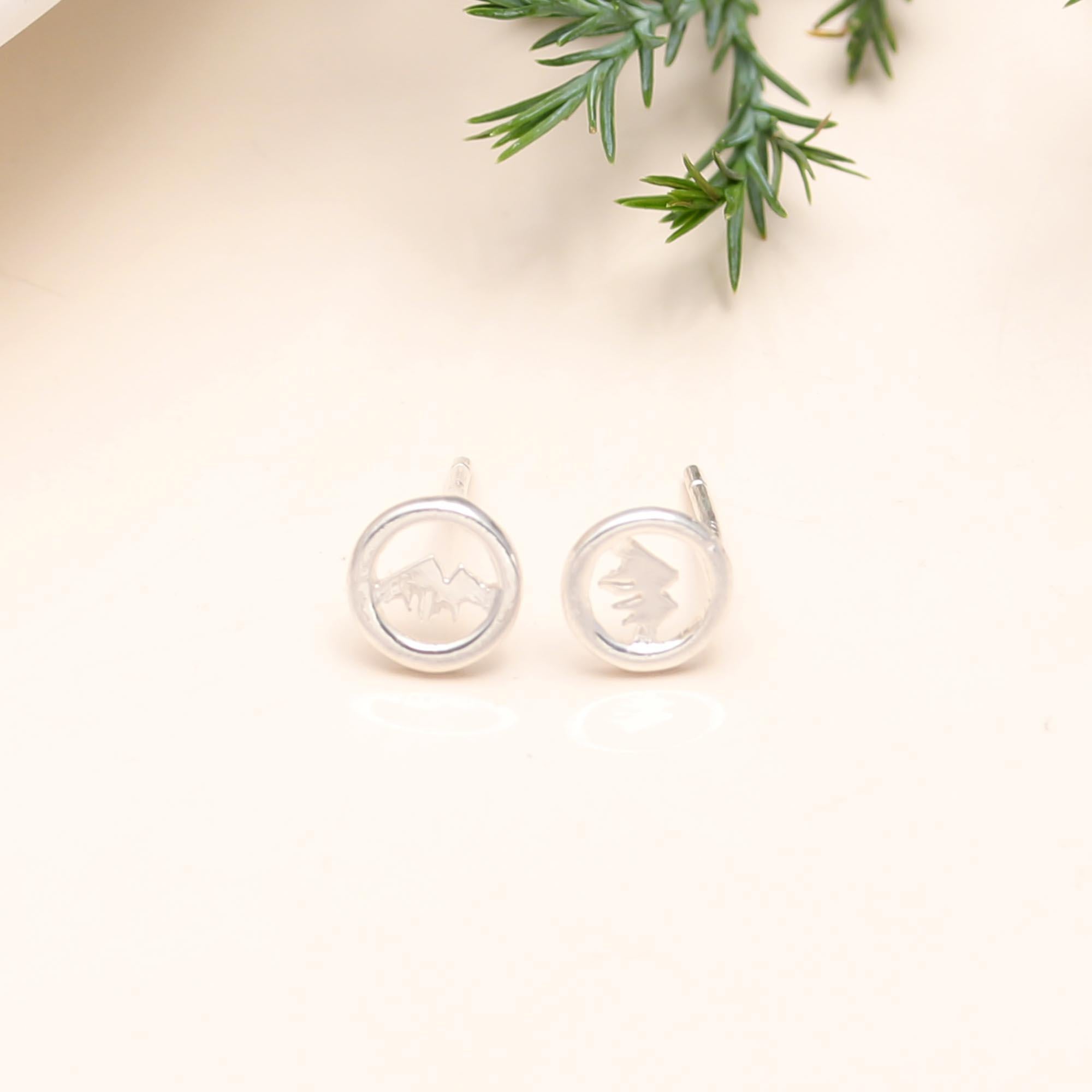 The Mountain View: Silver Landscape Stud Earrings