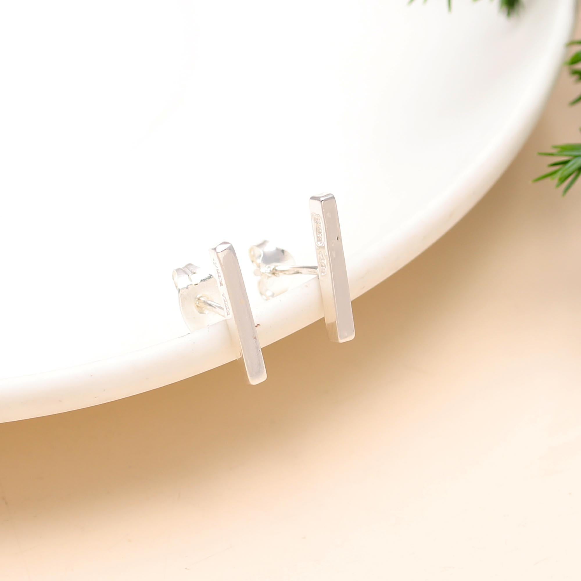 925 Sterling Silver Bar Stud Earrings
