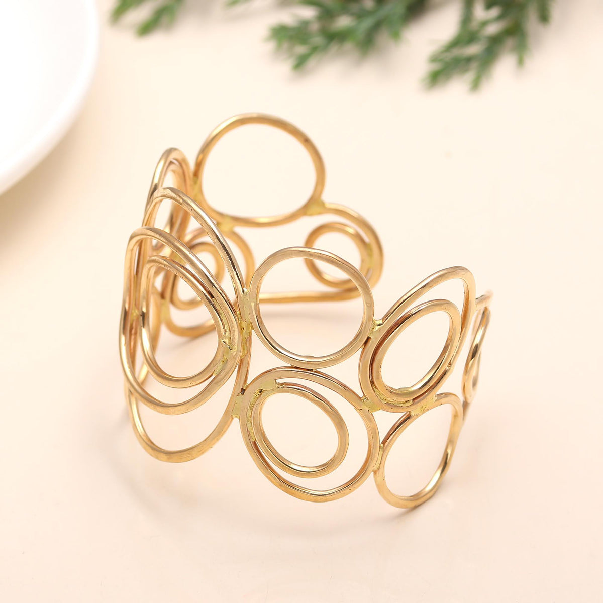 The Gilded Orbit: Multi-Circle Gold Statement Cuff
