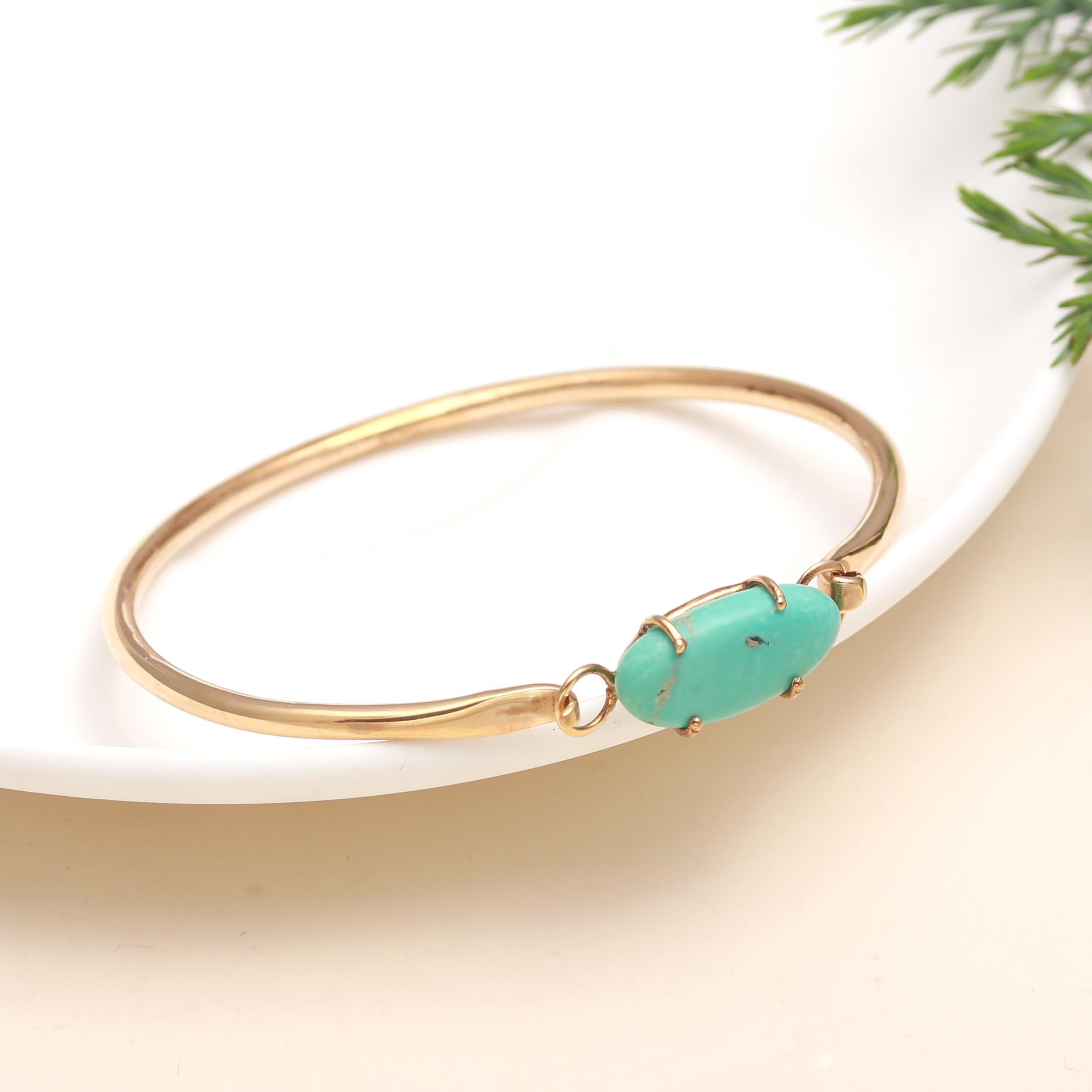 The Vivid Horizon: Natural Turquoise Gold Bangle