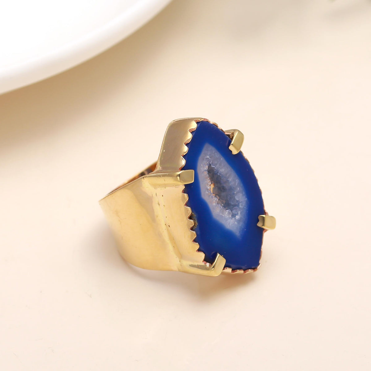 The Azure Geode: Blue Geode Slice Ring