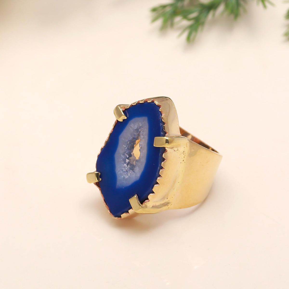The Azure Geode: Blue Geode Slice Ring