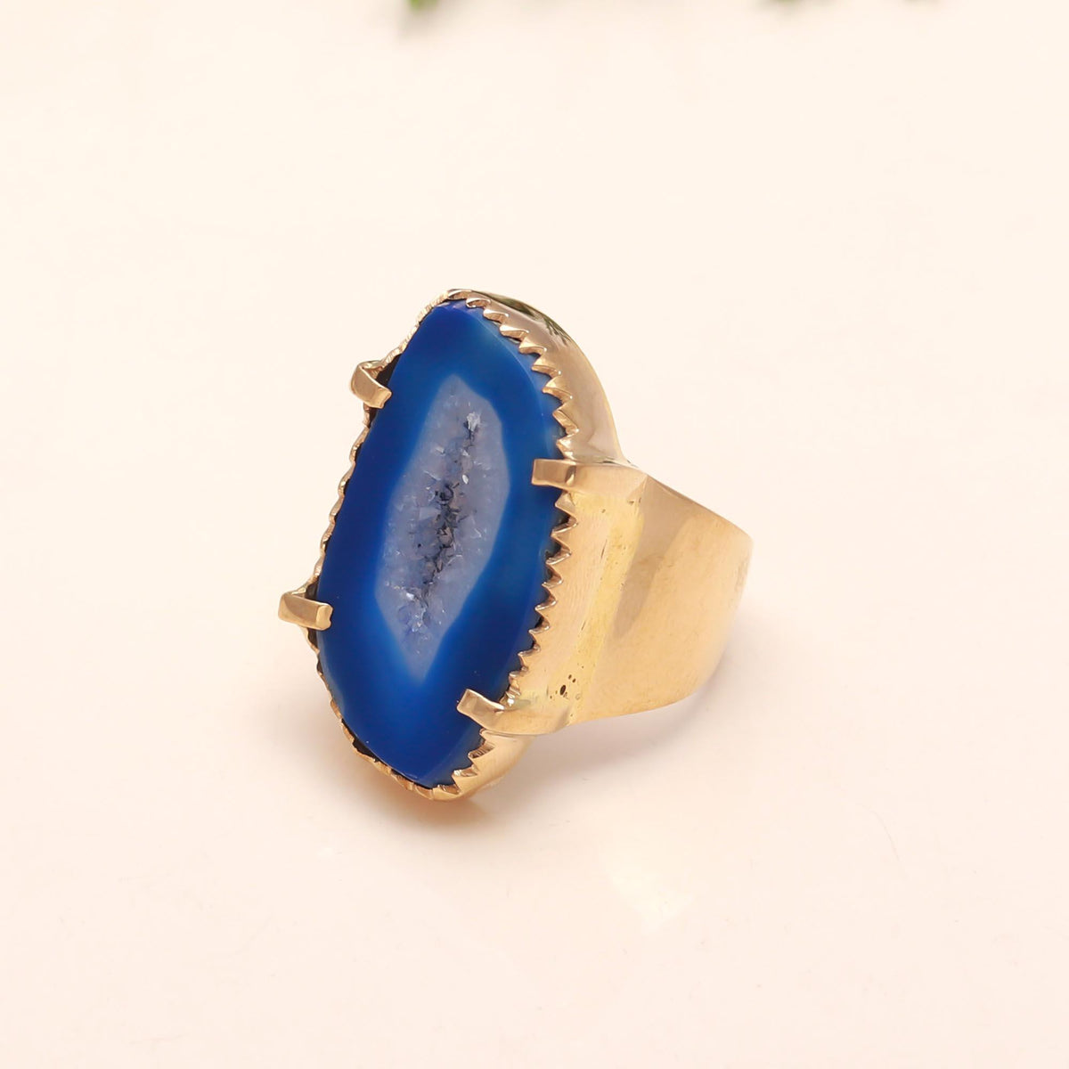 The Blue Horizon: Blue Geode Slice Ring