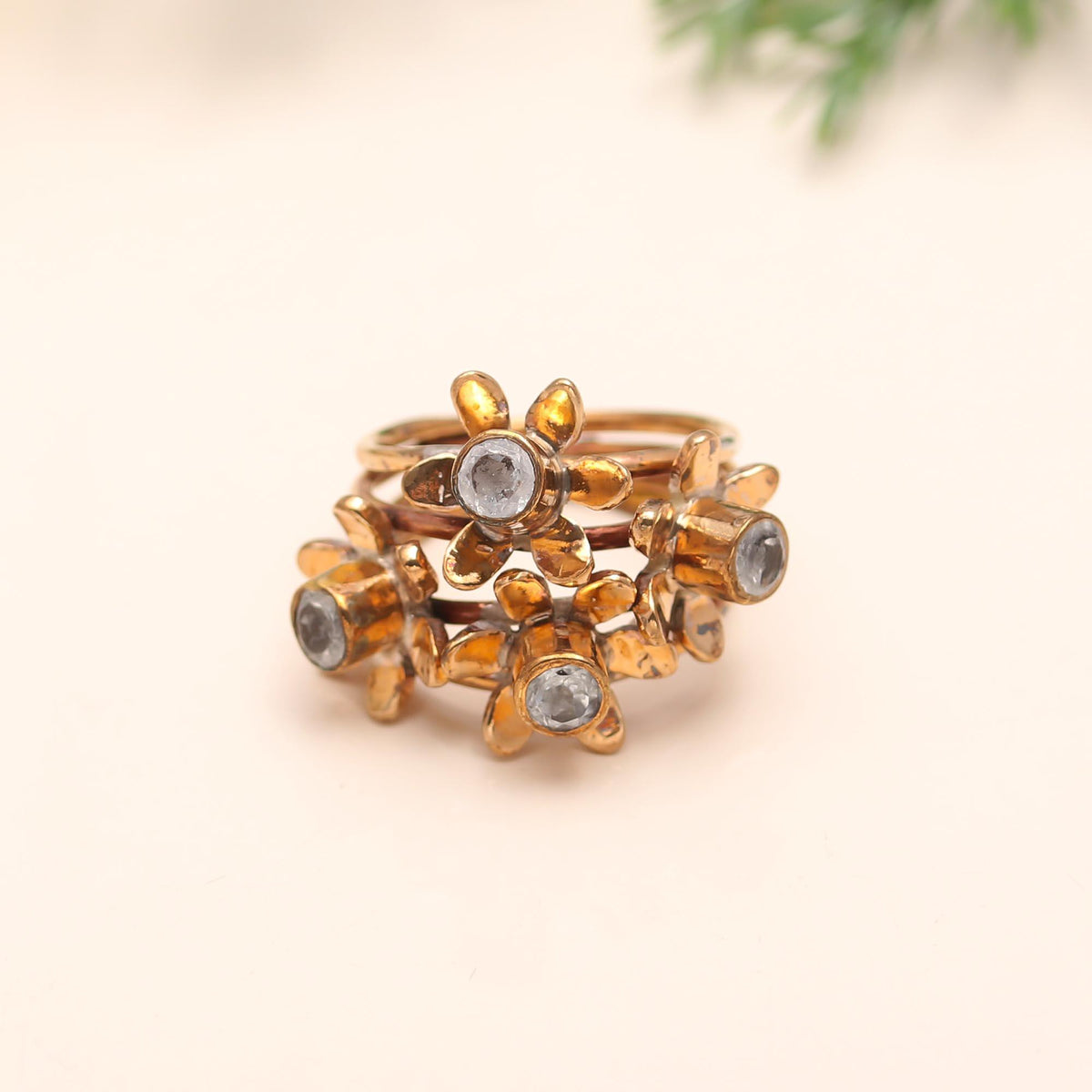 The Floral Cluster: Cubic Zirconia Flower Ring