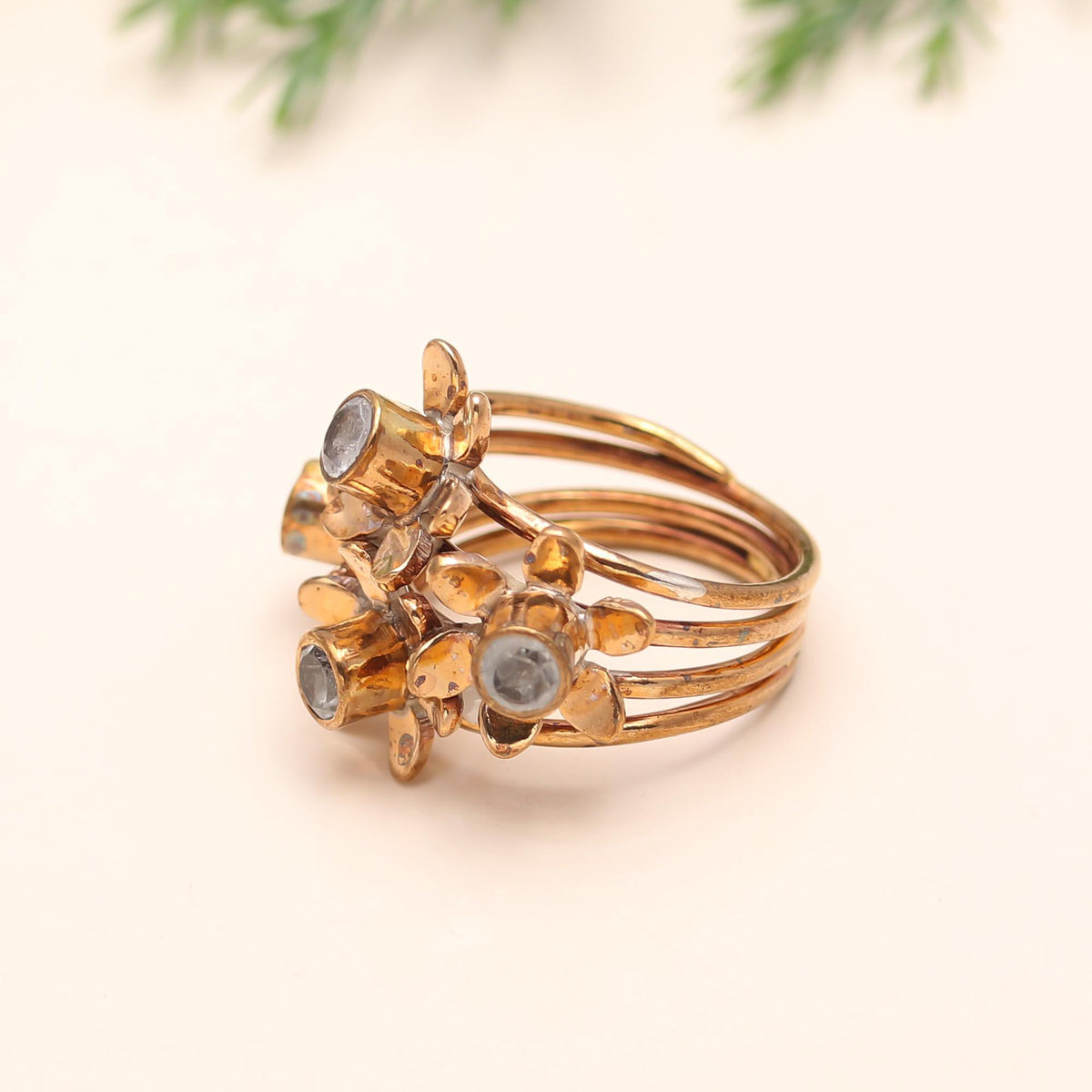 The Floral Cluster: Cubic Zirconia Flower Ring