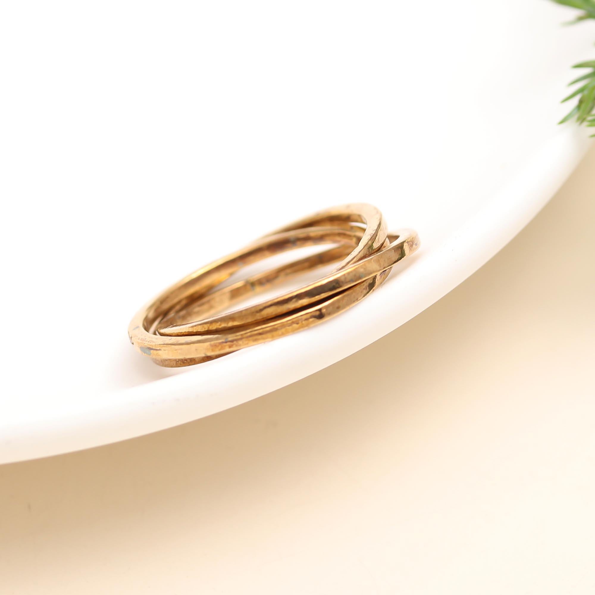 The Golden Trinity: Rustic Interlocking Rolling Ring