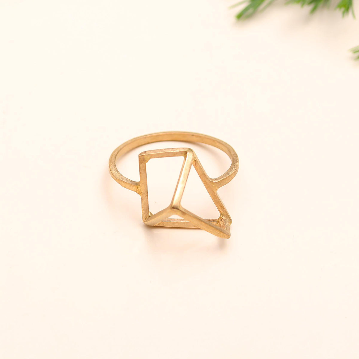 The Geometric Pyramid: 3D Triangle Wireframe Ring