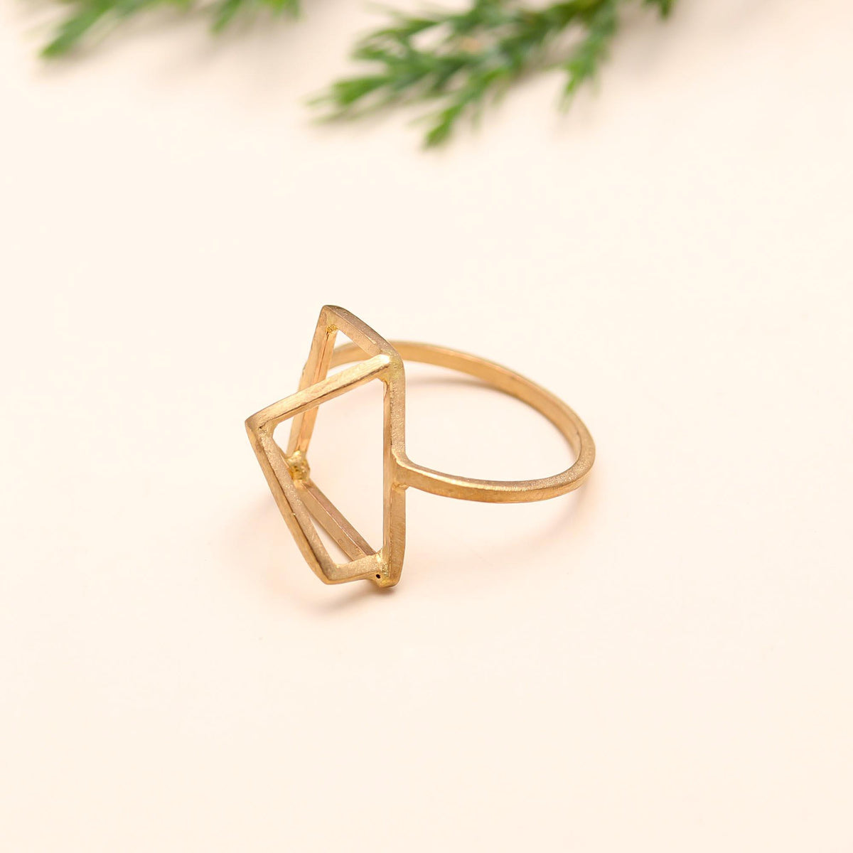 The Geometric Pyramid: 3D Triangle Wireframe Ring