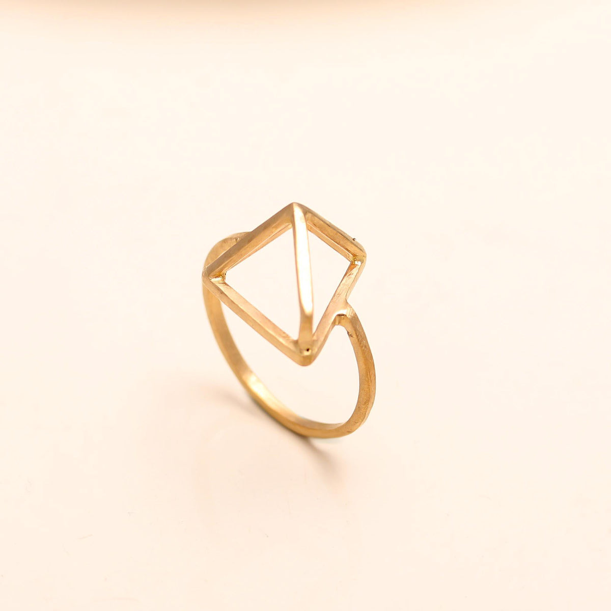 The Geometric Pyramid: 3D Triangle Wireframe Ring