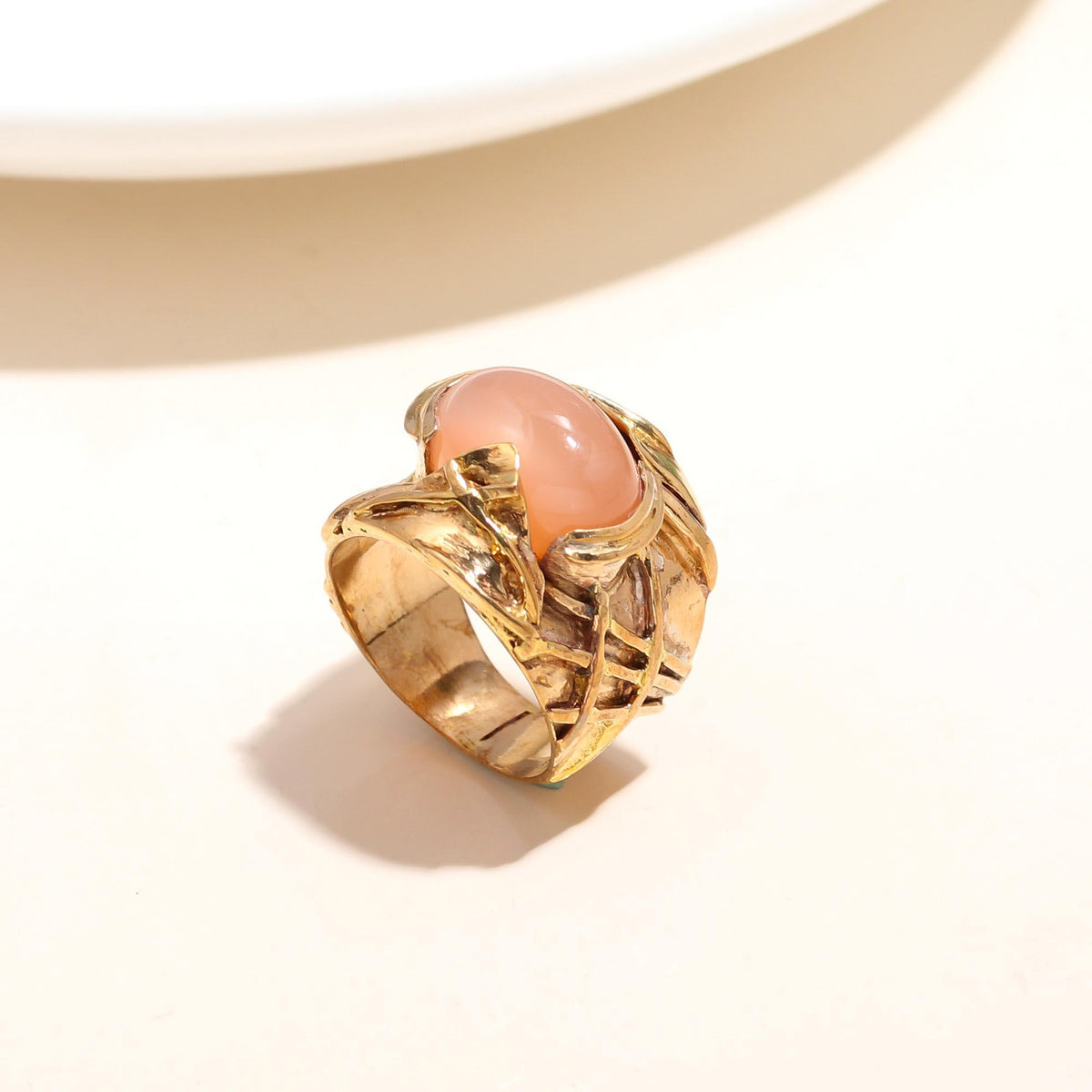 The Organic Nest: Peach Moonstone Band Ring