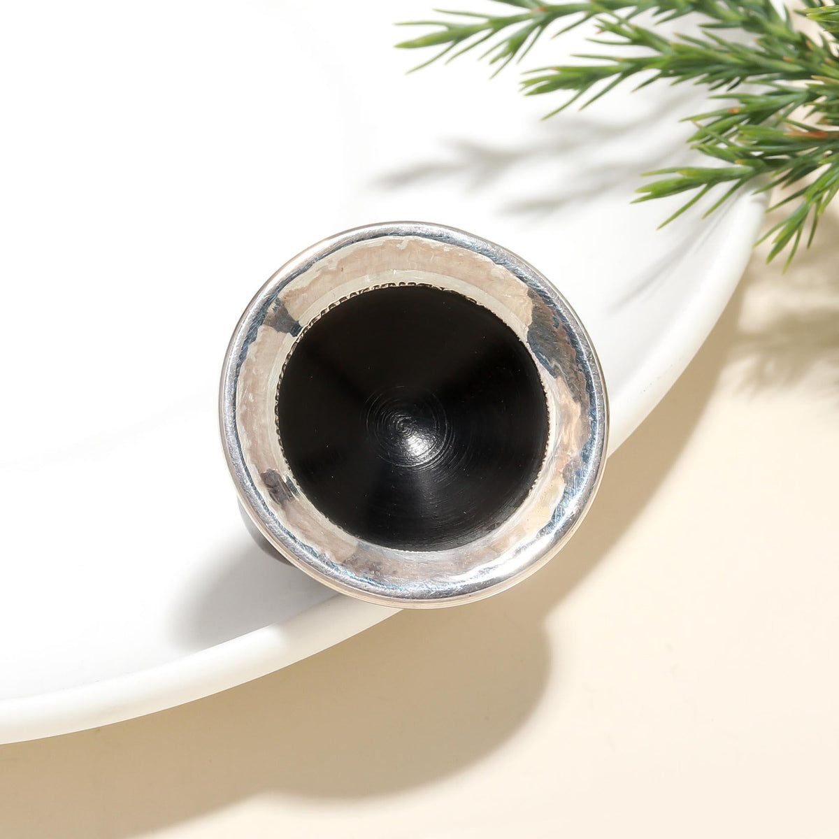 925 Silver Black Enamel Ring