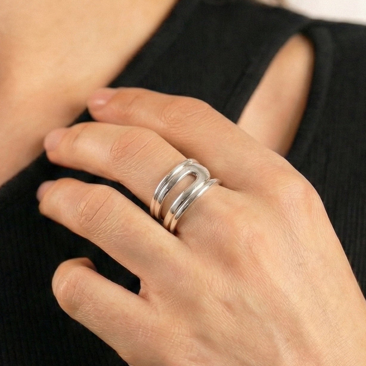 Sterling Silver Wide Open Band Ring