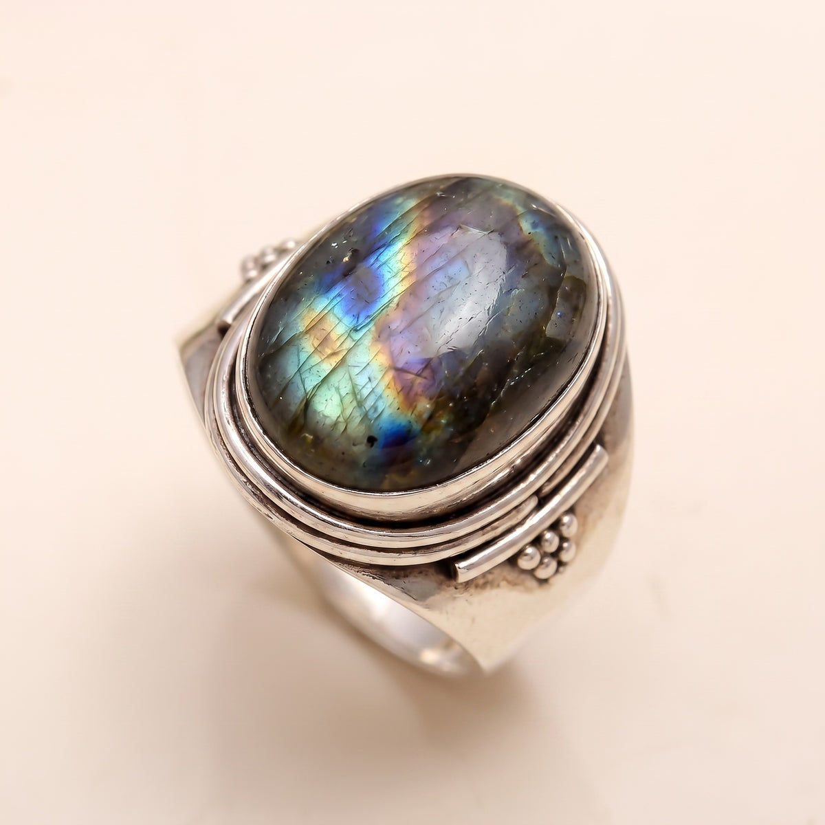925 Silver Oval Moonstone Ring