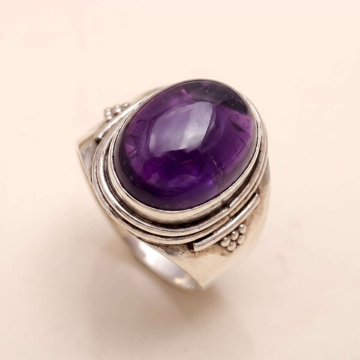 925 Silver Oval Moonstone Ring