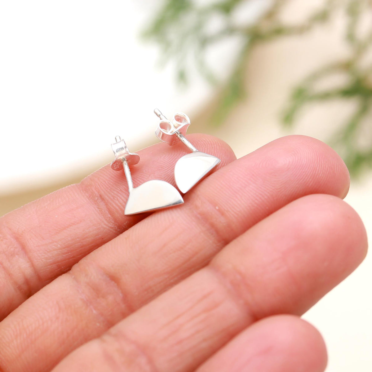 The Silver Horizon: Minimalist Semi-Circle Stud Earrings
