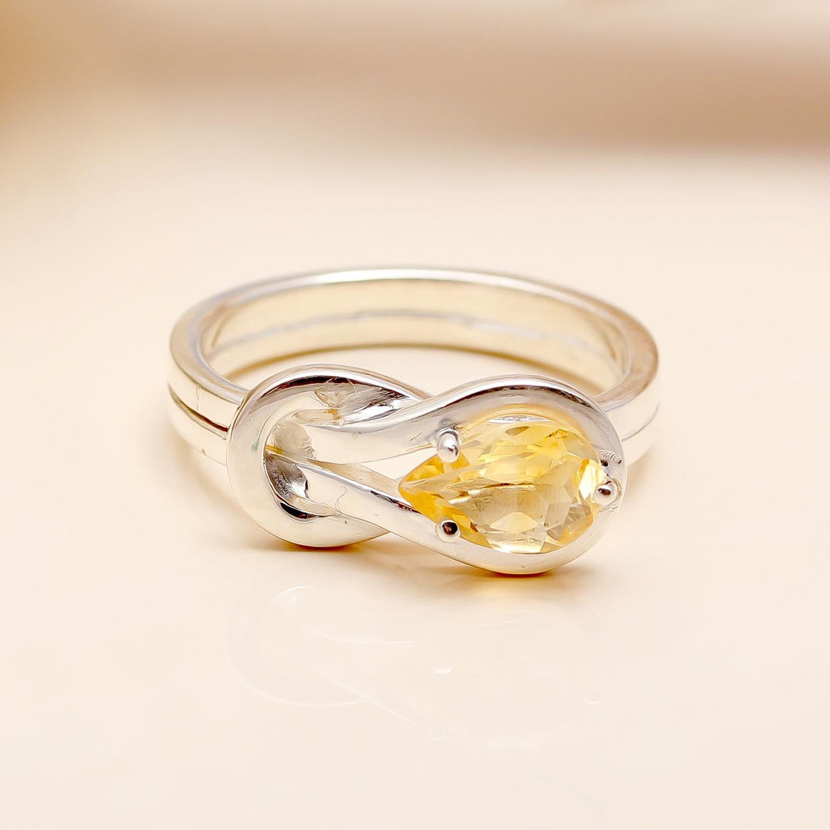 925 Silver Citrine Twist Ring