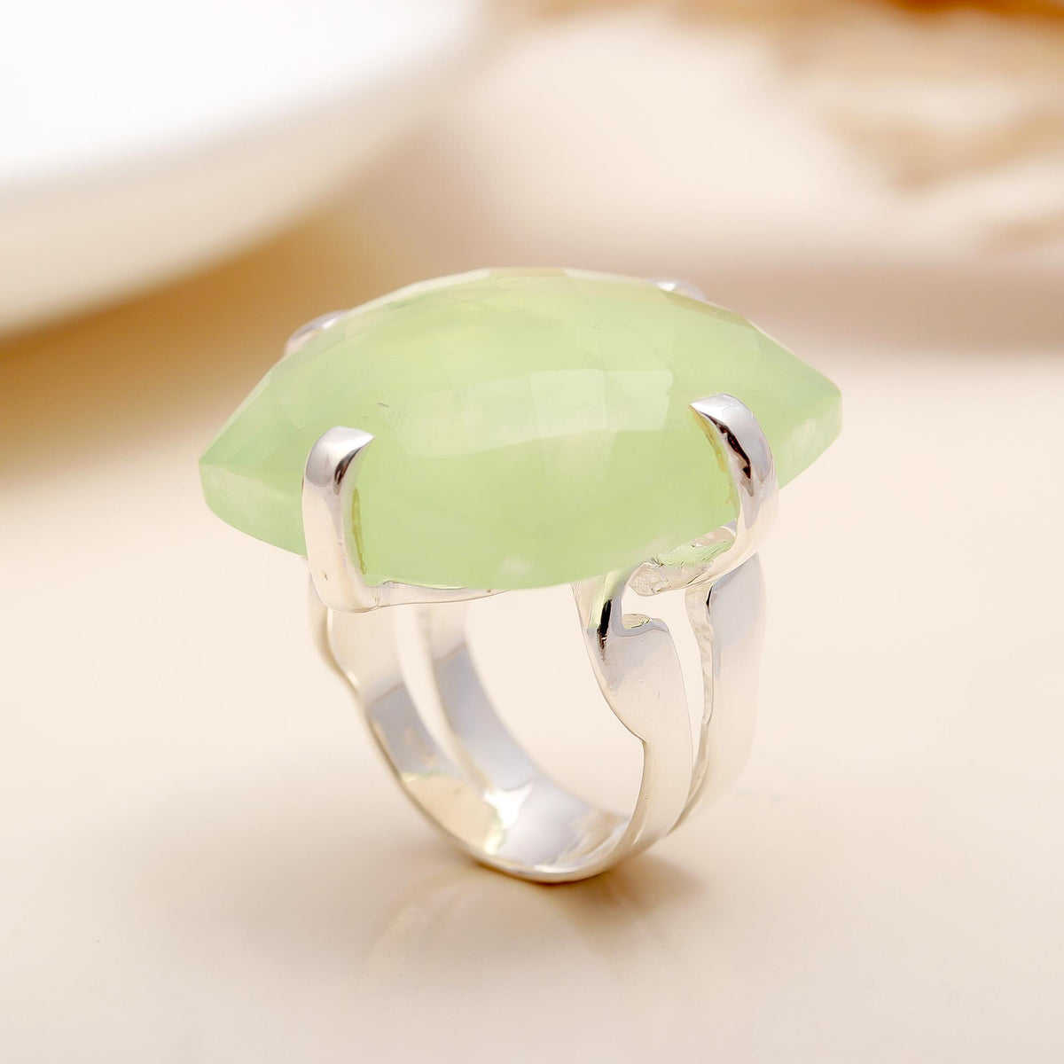 925 Silver Green Chalcedony Ring