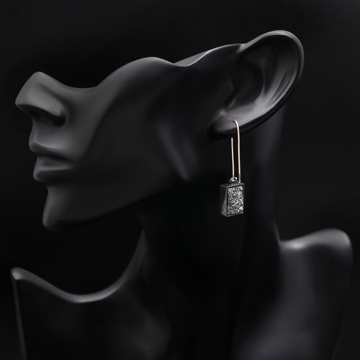 925 Silver Titanium Druzy Dangle Earrings