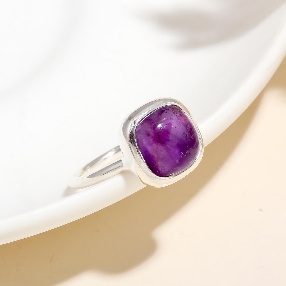 The Violet Sovereign: Amethyst Silver Ring