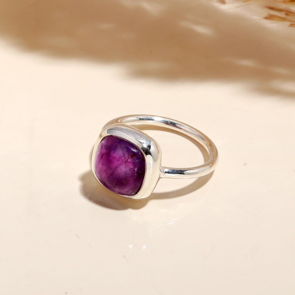 The Violet Sovereign: Amethyst Silver Ring