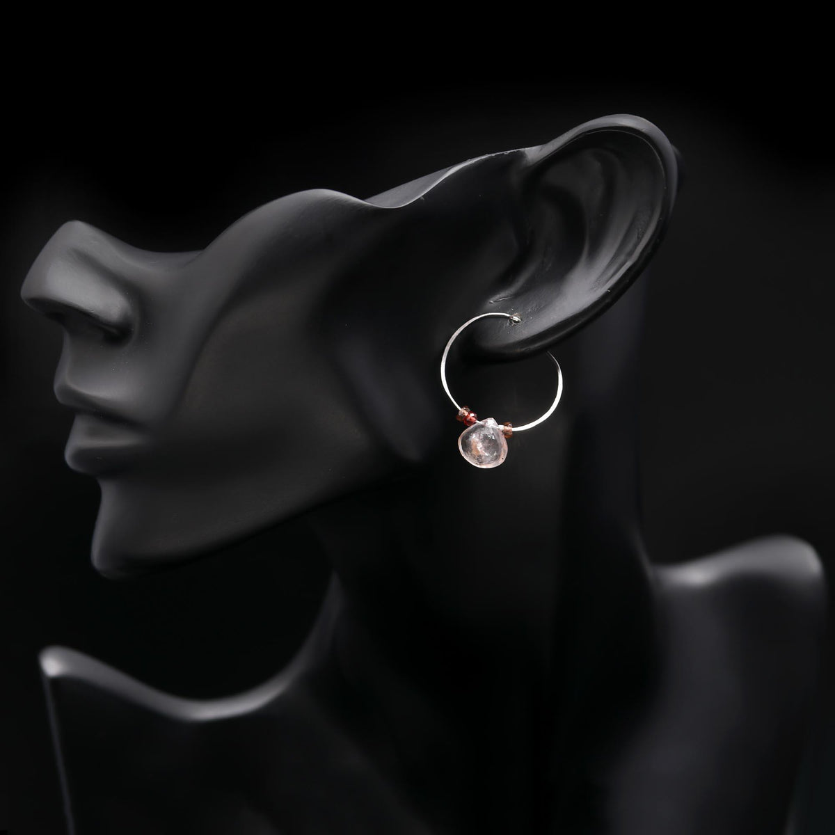 The Silver Thread: Garnet Beaded Silver Hoops