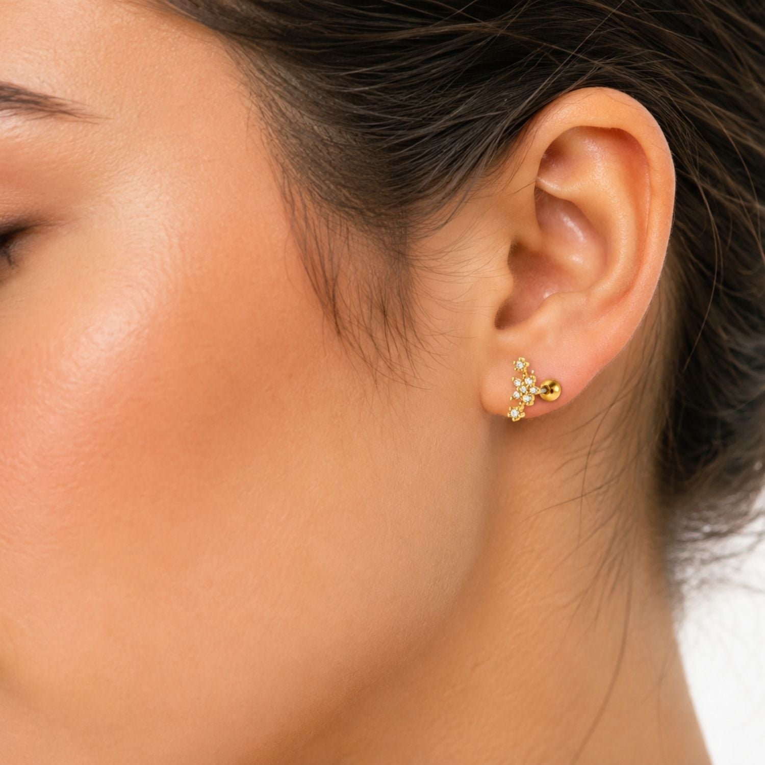 Starburst White Cz Celestial Stud Earrings – Sterling Silver