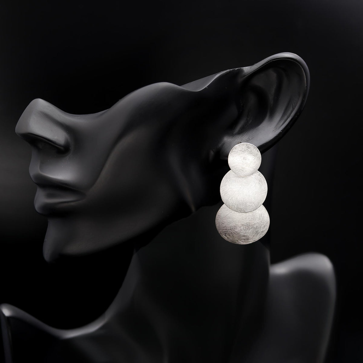 925 Silver Triple Disc Dangle Earrings
