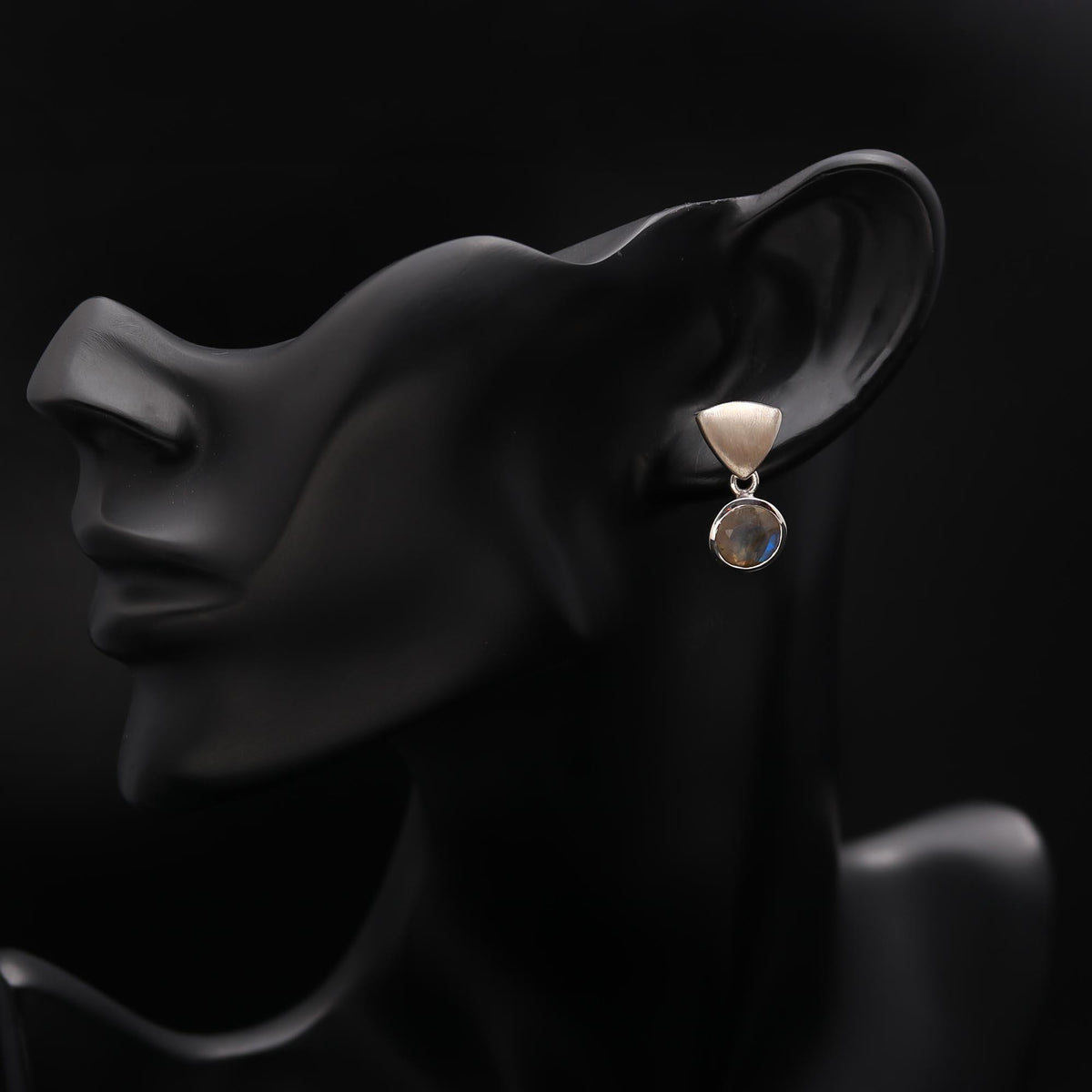 The Geometric Mystic: Brushed Silver Triangle Earrings