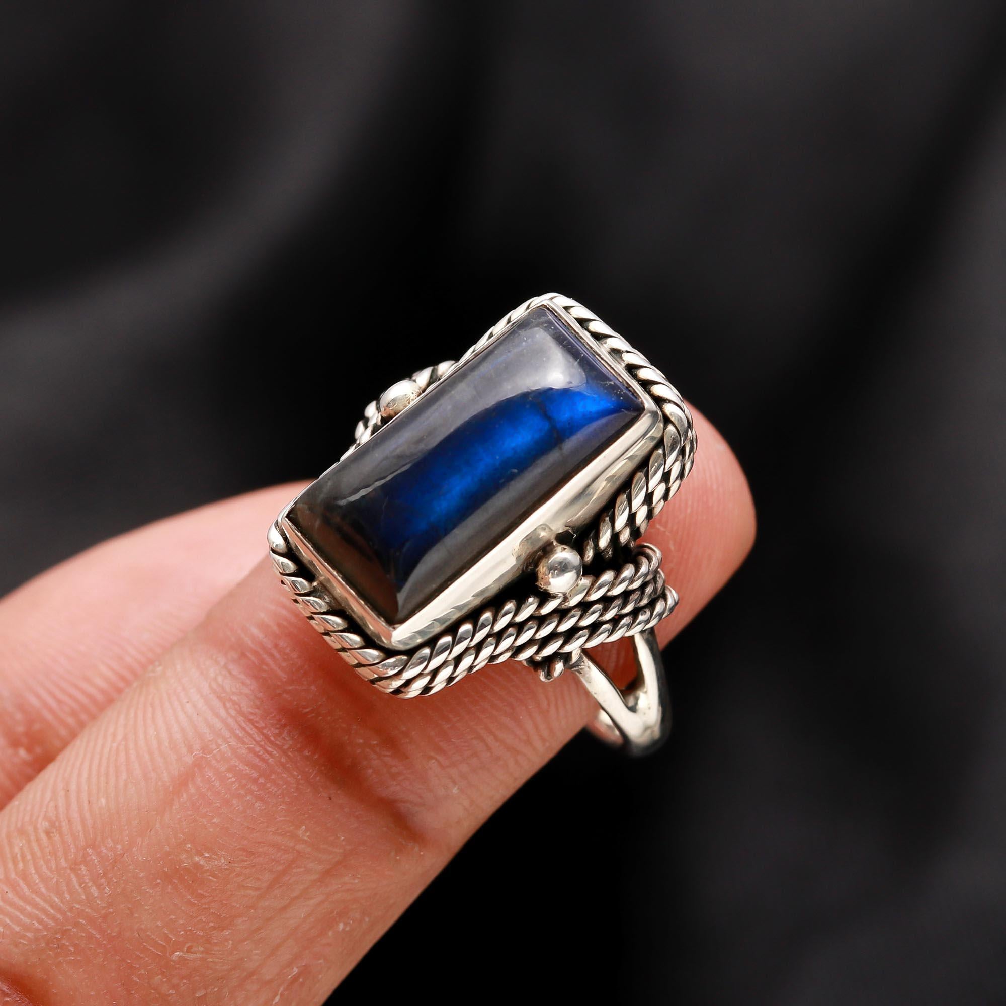 925 Silver Blue Labradorite Ring