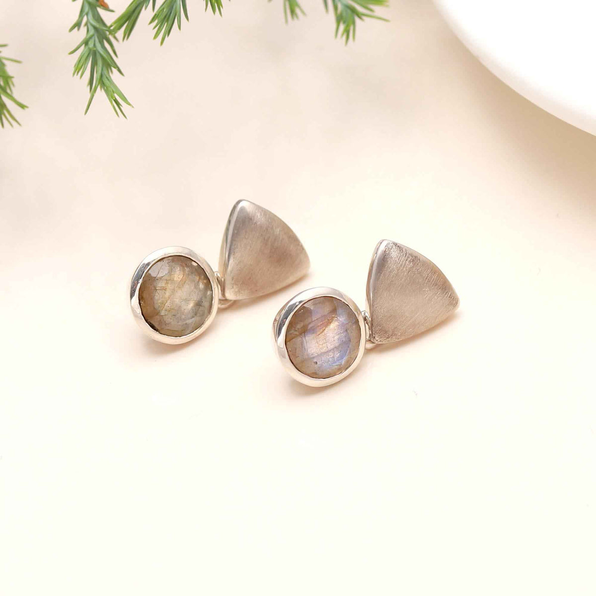 The Geometric Mystic: Brushed Silver Triangle Earrings