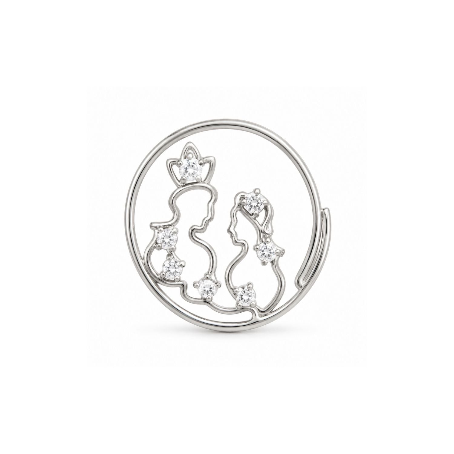 Couple Silhouette CZ Nose Ring 925 Sterling Silver