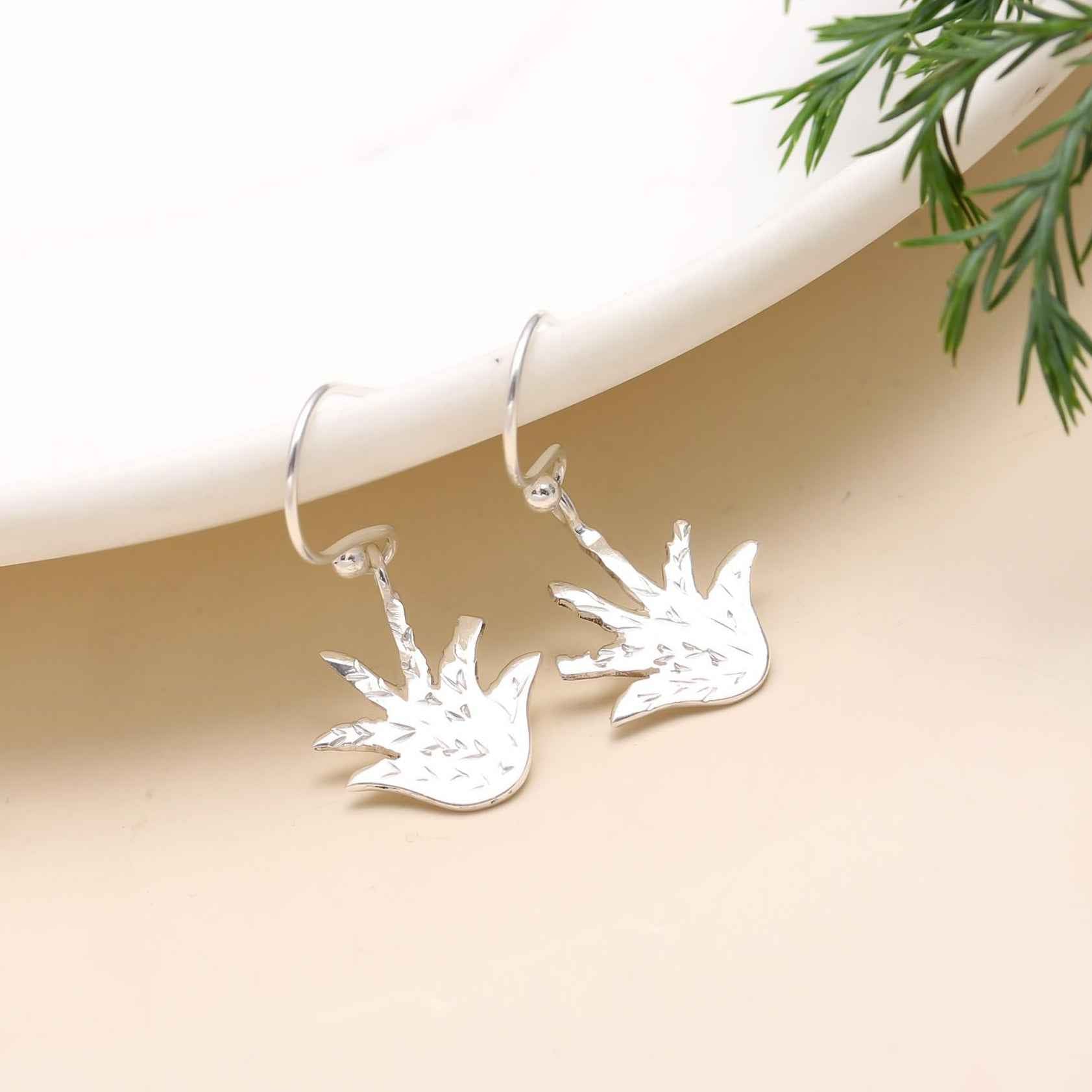 The Desert Sway: Sterling Silver Cactus Dangle Earrings