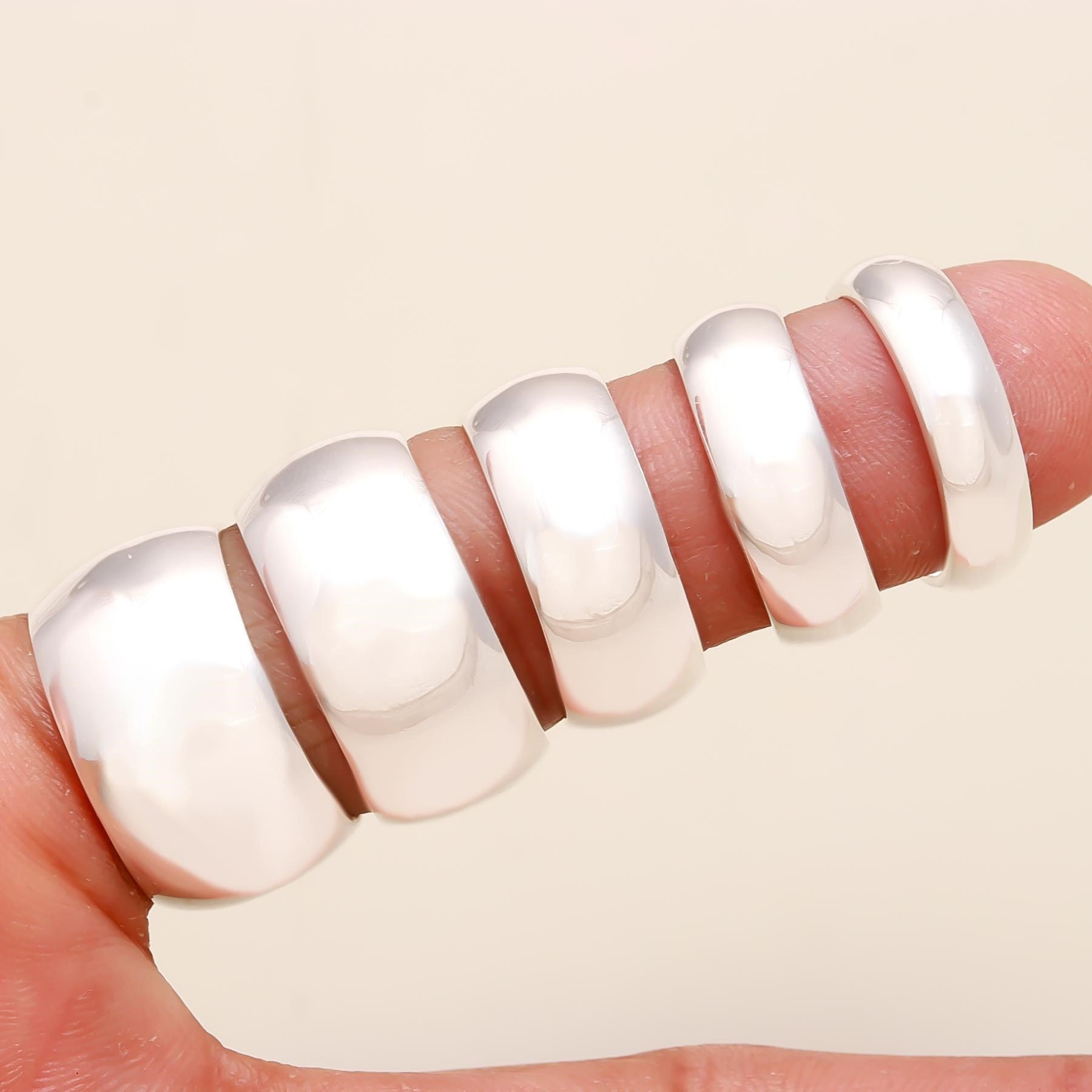 The Sterling Mirror: Silver Cigar Wide Band Ring