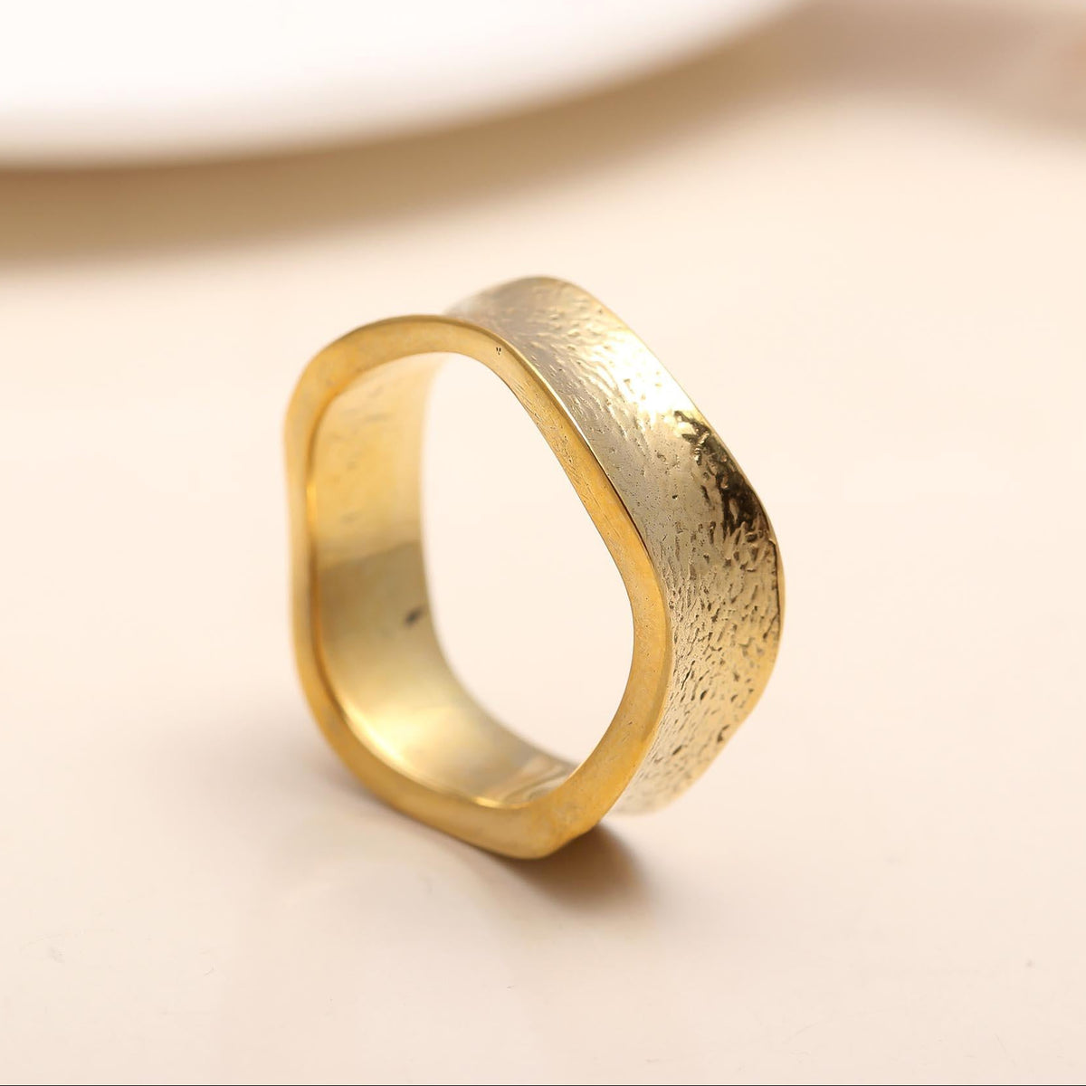 The Golden Organic: Textured Wavy Band Ring