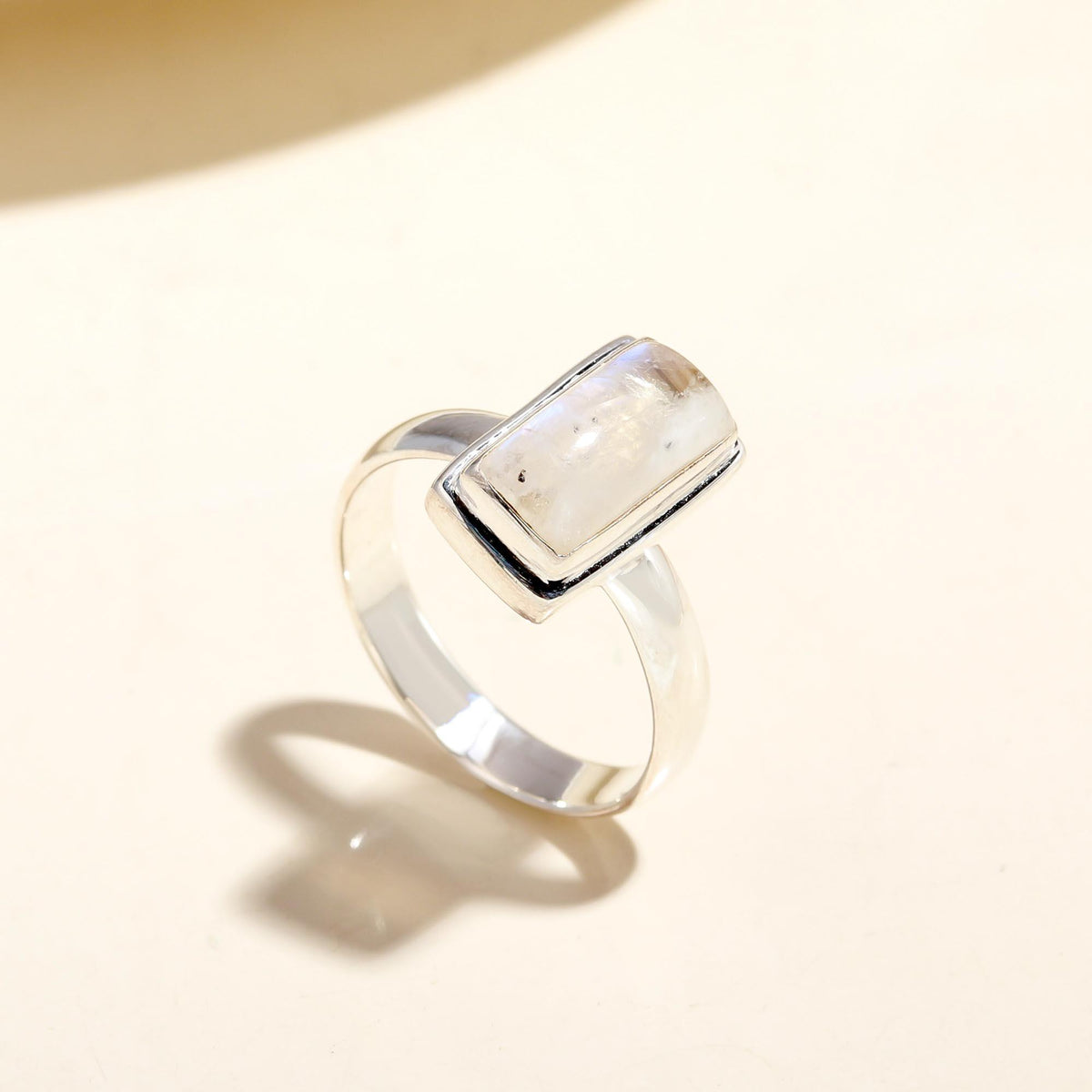 Handmade sterling silver moonstone ring