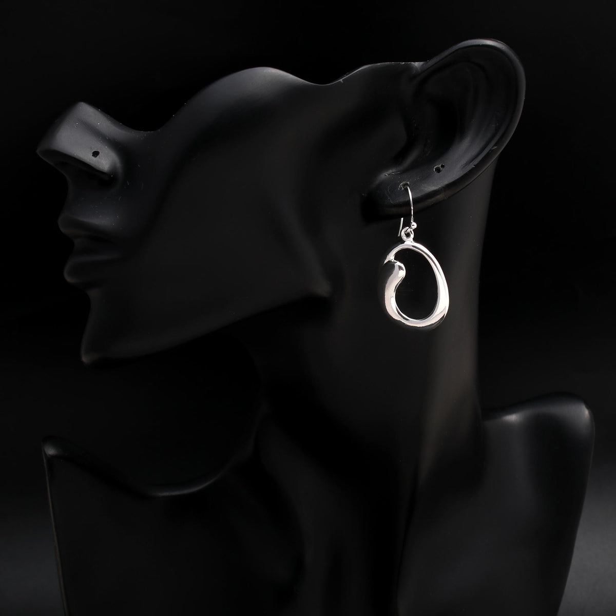 925 Silver Abstract Oval Dangle Earrings