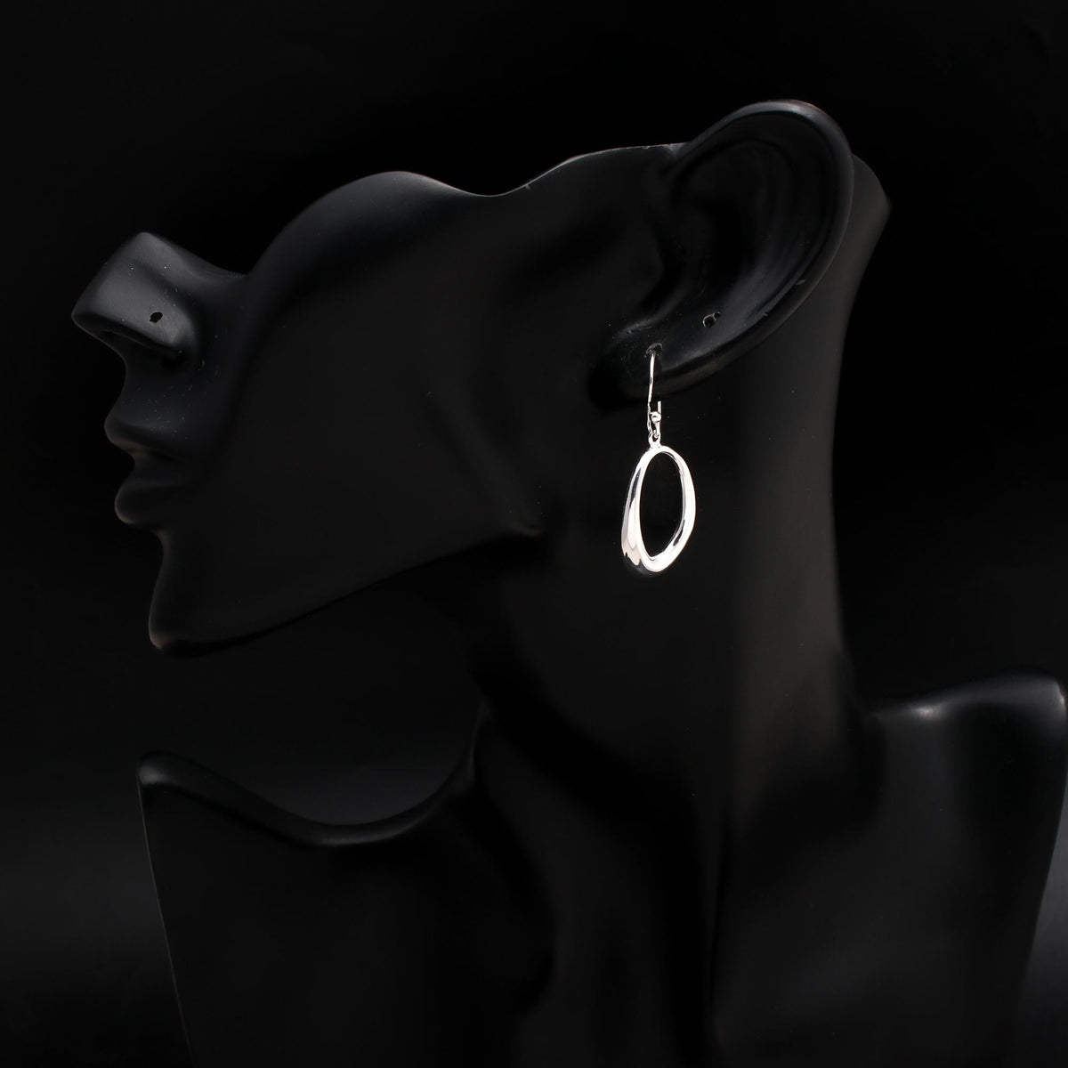 925 Silver Open Oval Dangle Earrings