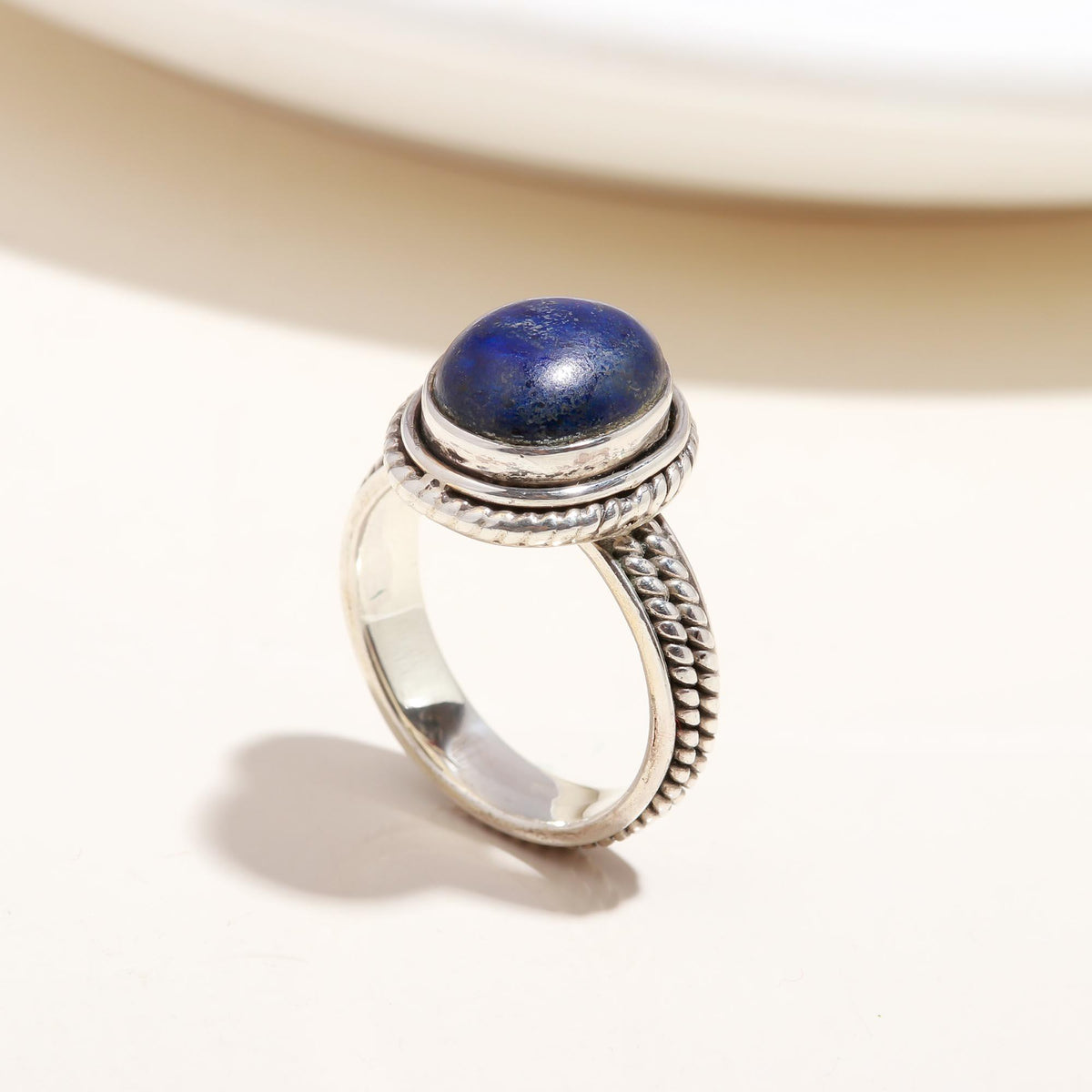 The Royal Azure: Lapis Lazuli Rope Silver Ring
