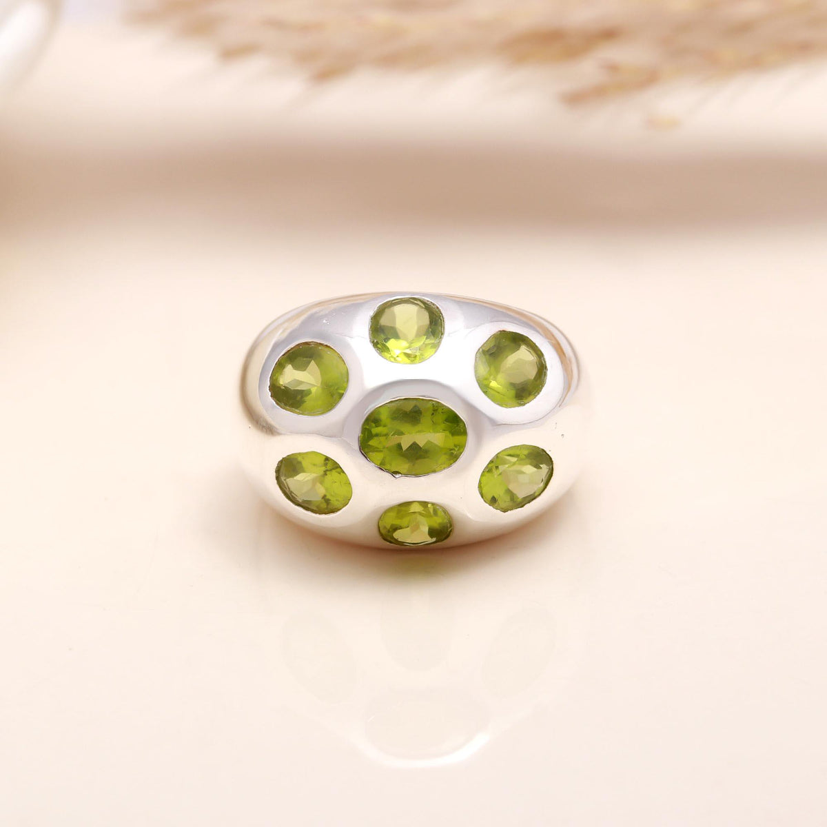 The Green Hill: Flush Set Peridot Dome Ring