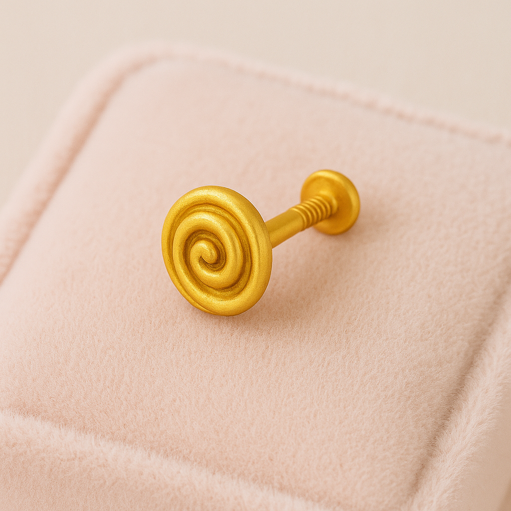925 Sterling Silver Gold Plated Spiral Nose Pin