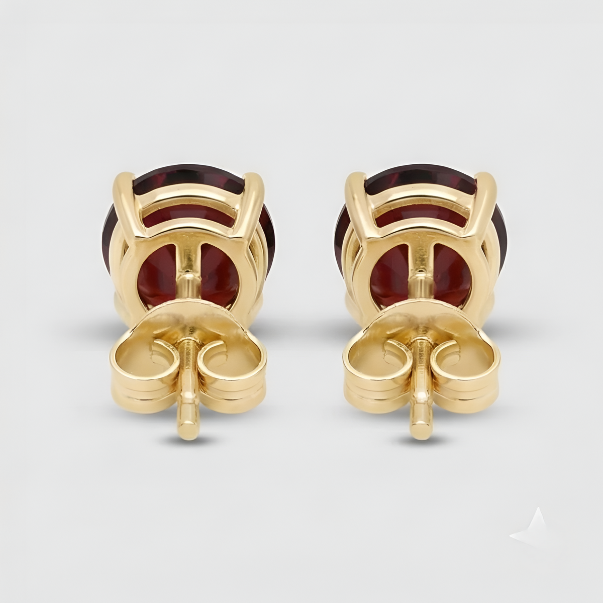 Classic Passion: Gold Plated Round Garnet Stud
