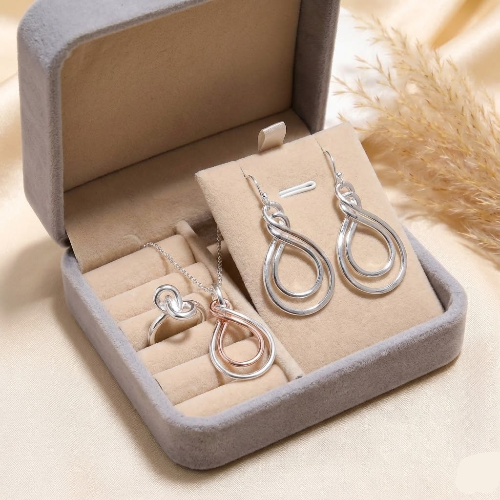 The Eternal Promise: Infinity Pendant, Earrings & Ring Gift Set