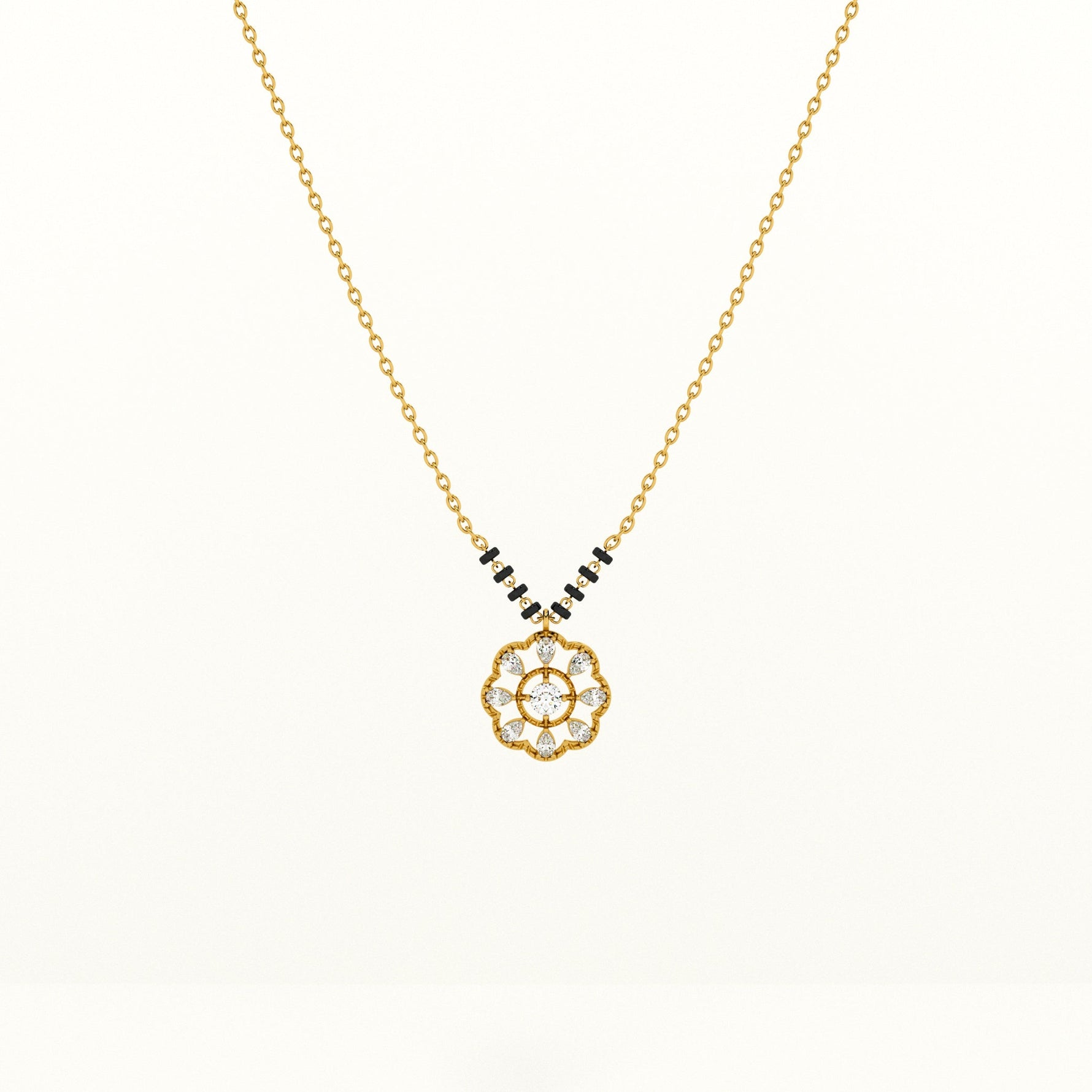 18K Gold Vermeil Mandala Mangalsutra with CZ Stones - 925 Sterling Silver