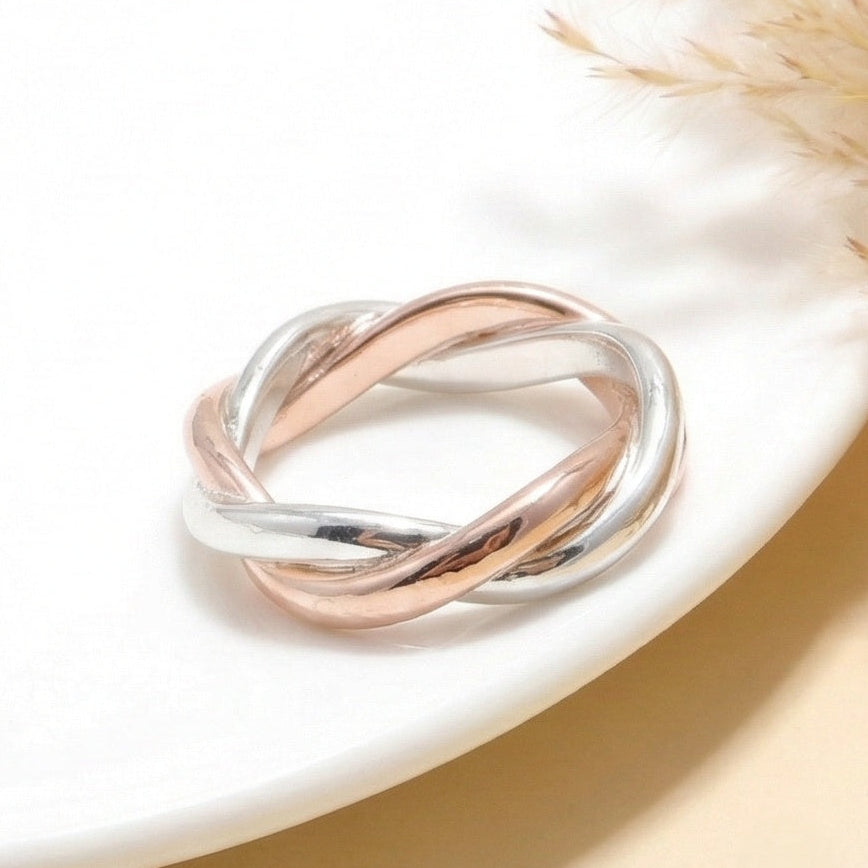The Eternal Trinity: Twisted Rolling Band Ring