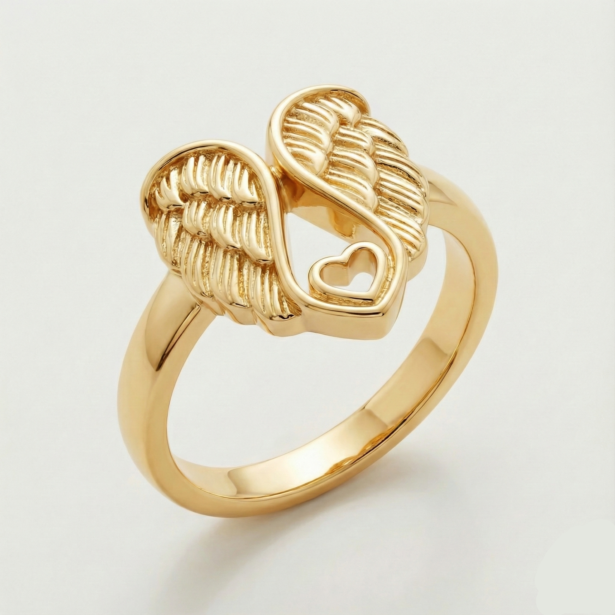 The Guardian’s Heart: Angel Wing Heart Silver Ring